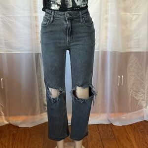 Hollister Charcoal Distressed Ankle Jean